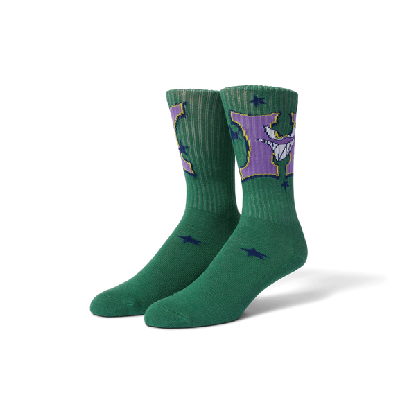 Sassy H Crew Sock // Forest Green