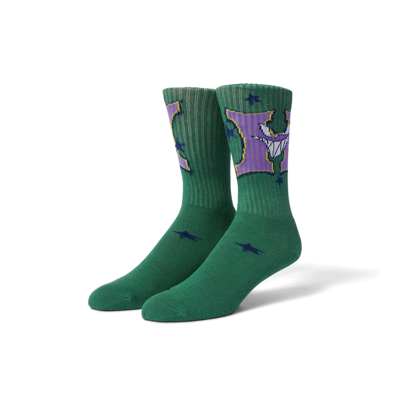 Sassy H Crew Sock // Forest Green