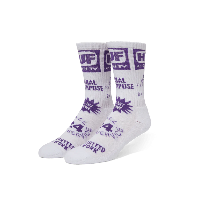 Huf Tv Crew Sock // White