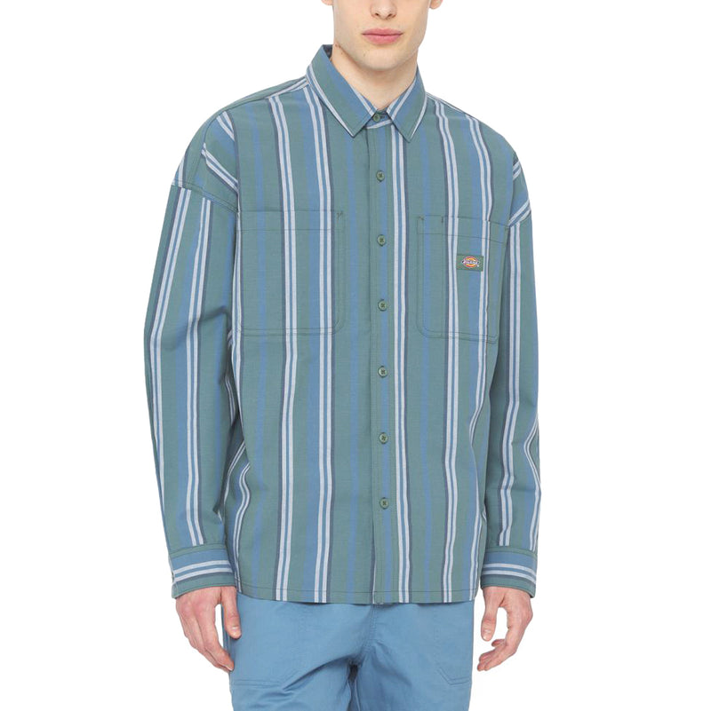Glade Spring Shirt LS // Vertical Stripe // Green/Blue