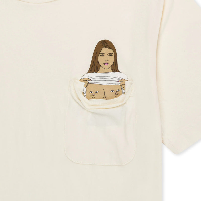 Flashing Kittys Pocket Tee // Natural