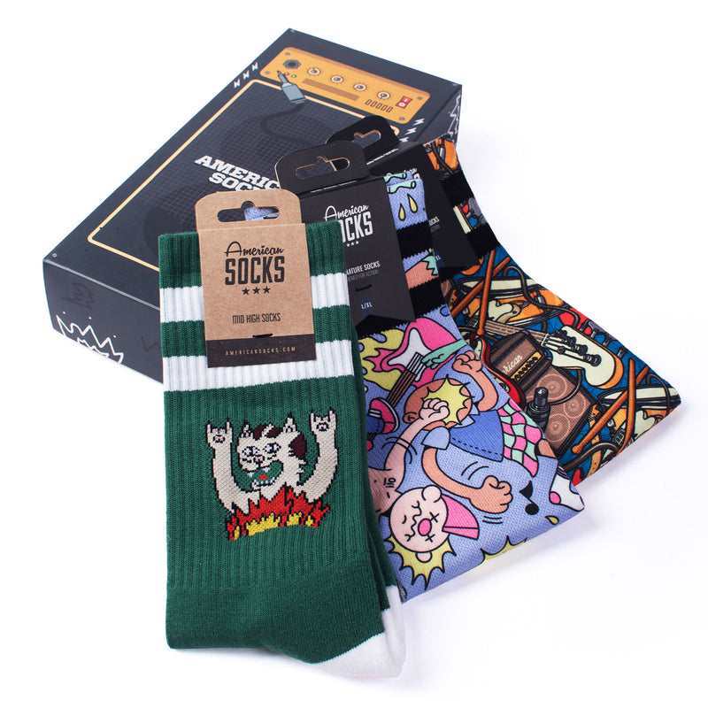 Pack de 3 Chaussette American Socks Enceinte Rock Unisexe Vue de coté