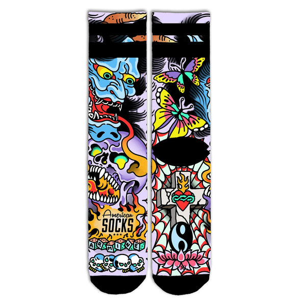 Chaussette American Socks Motif Hannya Unisexe Multicolore Vue de face