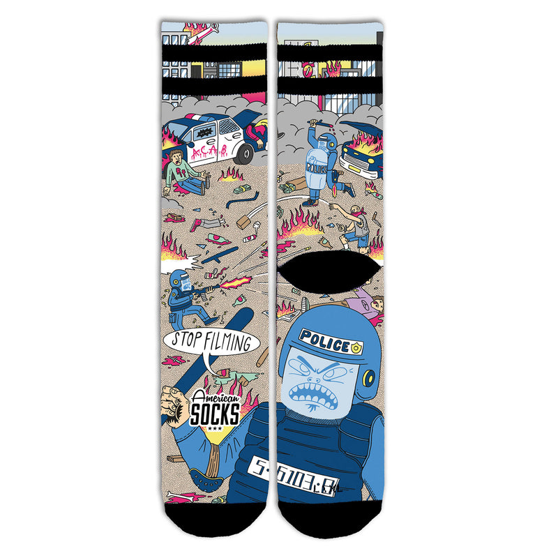 Chaussette American Sock Motif Police Unisexe Multicolore Vue de face