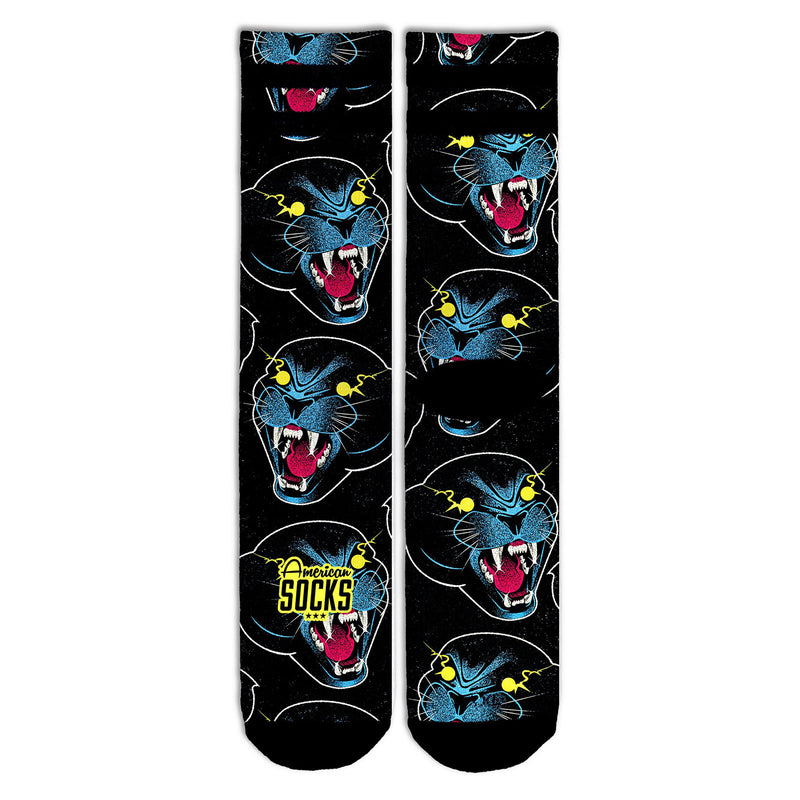 Chaussette American Socks Unisexe Noir avec motif Panthère vue de face 