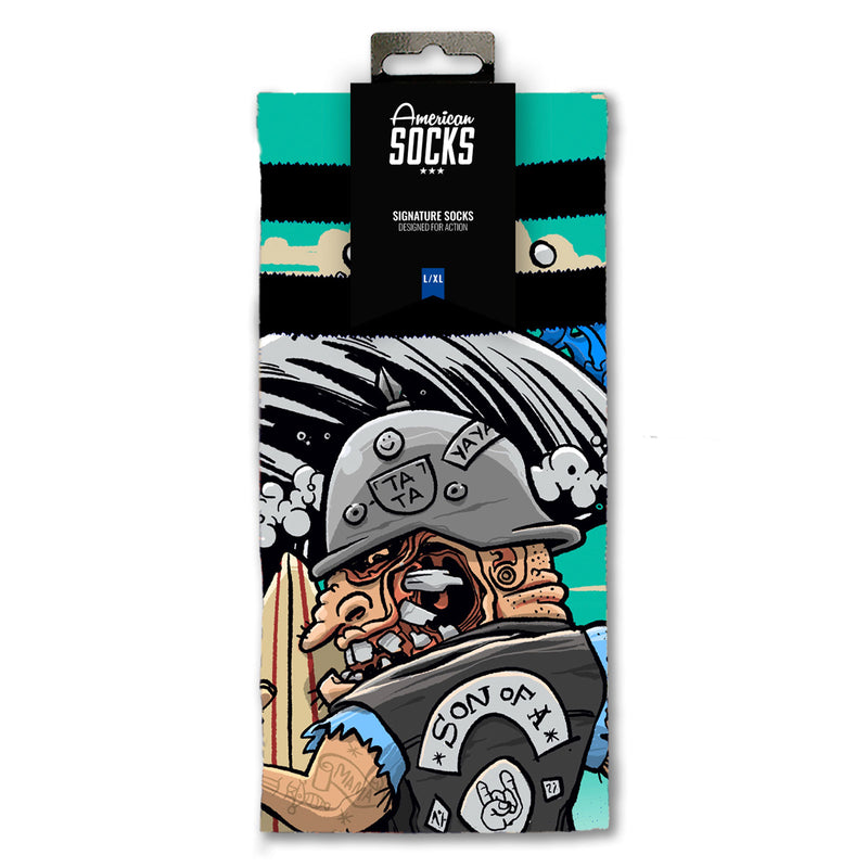 Chausette American Socks Motif Plage Unisexe Vue de Face packaging