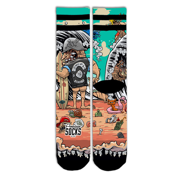 Chausette American Socks Motif Plage Unisexe Vue de Face