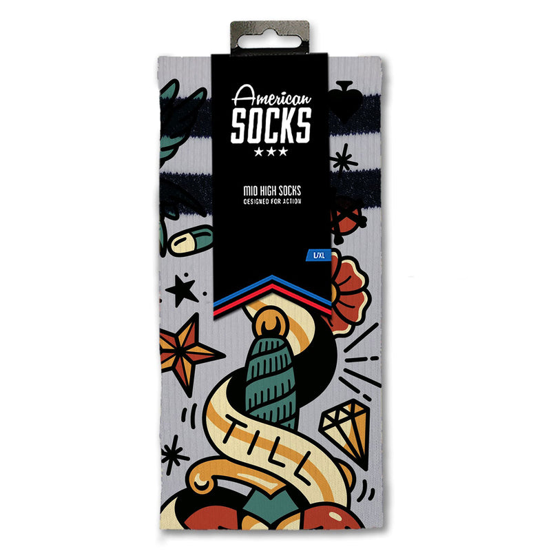 Chaussette American Socks Unisexe 
Motif Old School Vue de face packaging