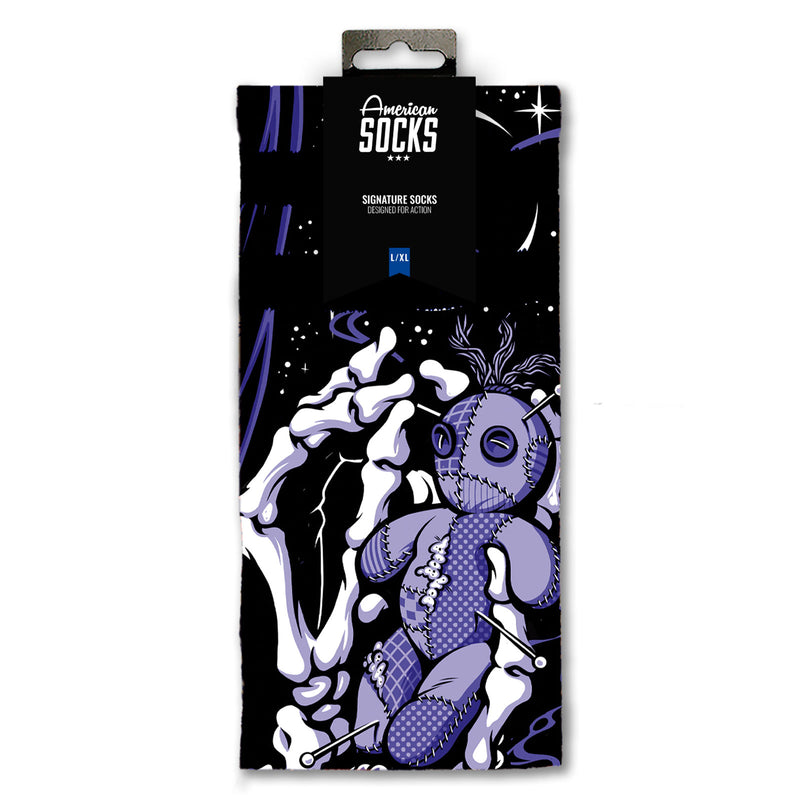 Chaussette American Socks Noir Unisexe Motif Voodoo Vue de face packaging