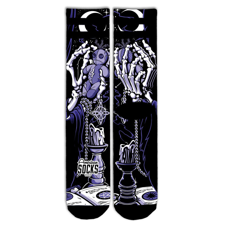 Chaussette American Socks Noir Unisexe Motif Voodoo Vue de face