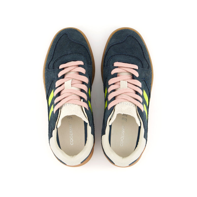 Top-down view of Coolway navy blue men’s sneakers featuring breathable mesh upper