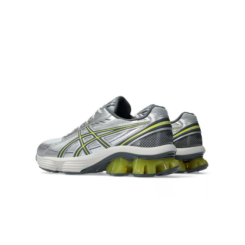 Back view of Asics GEL-KINETIC FLUENT sneakers in glacier grey and steel grey with Scutoid GEL and FF BLAST PLUS ECO cushioning