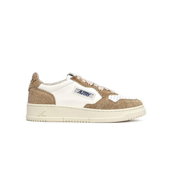sneakers autry medalist beige avec paillettes pour femmes vue de profil