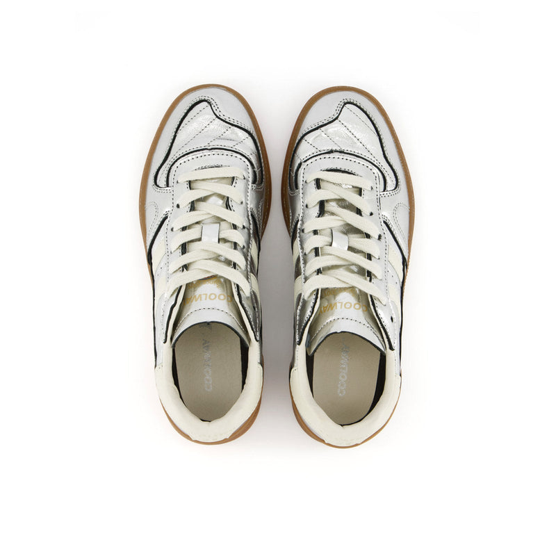 Coolway Goal top view metallic silver upper with lace detail