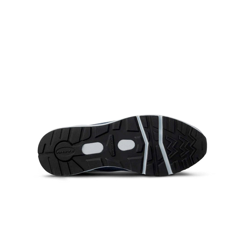 Outsole view of Karhu Fusion 2.0 – rubber traction sole with Karhu logo and cushioning grip pattern