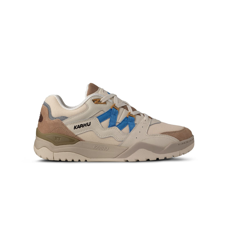 Karhu fusion XT Sneakers brunes et bleu pour hommes vue de profil