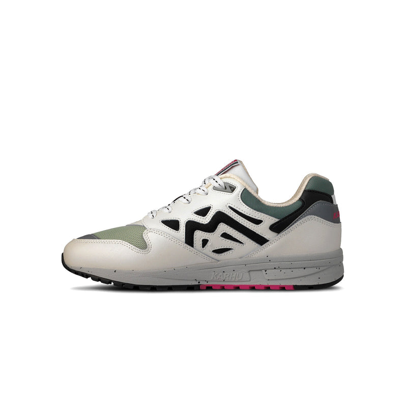 Medial side of Karhu Legacy 96 white and black sneaker