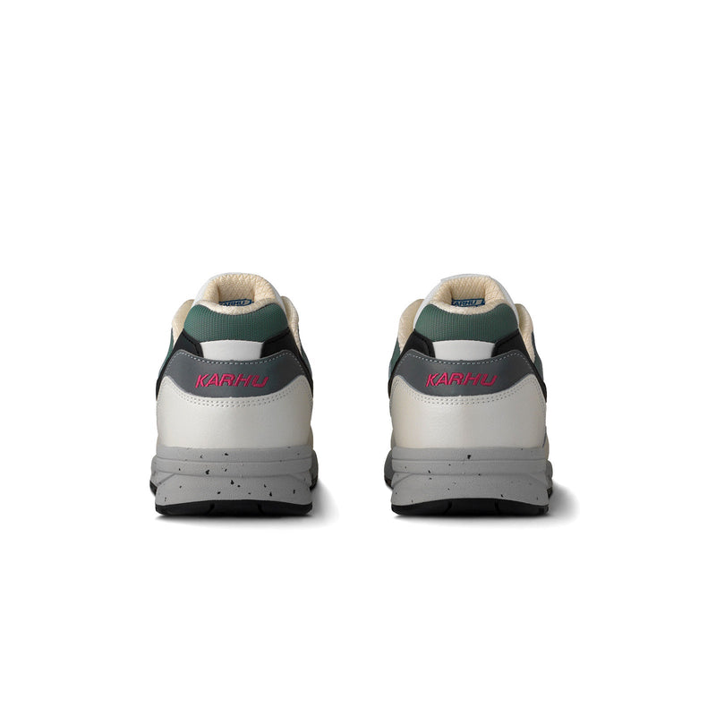 Back view of Karhu Legacy 96 – heel branding and reflective details