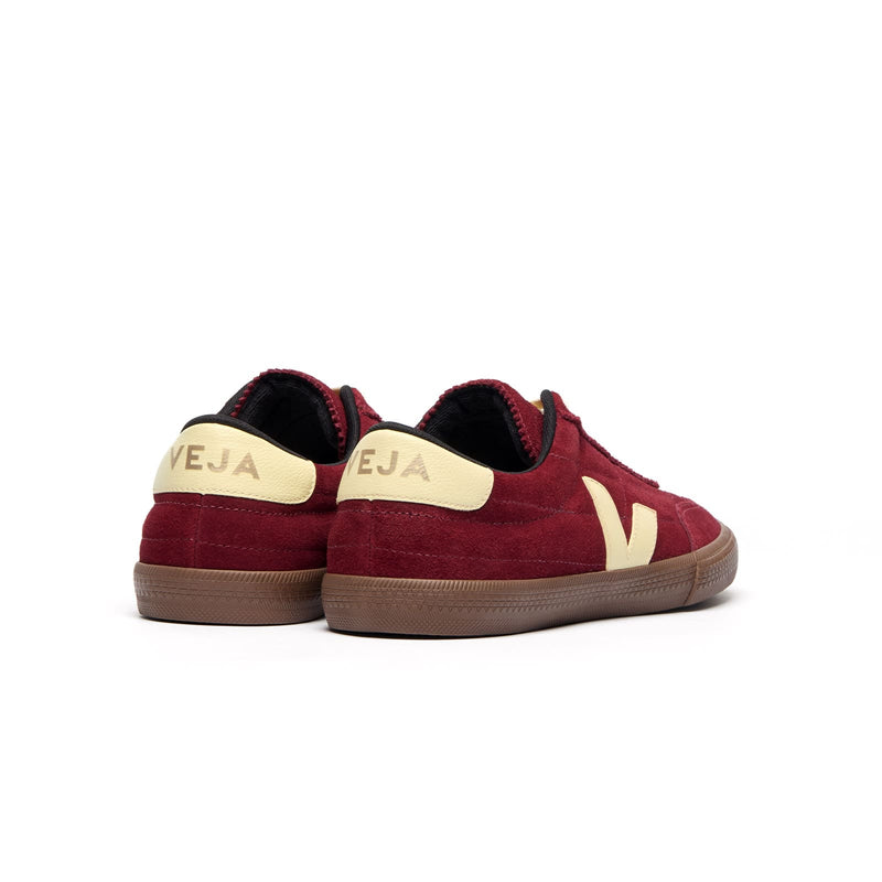 Back view of sustainable VEJA Panenka suede sneakers for women with contrast heel logo