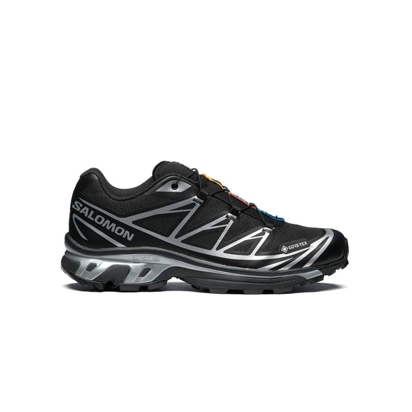 Sneaker Salomon XT-6 black silver, vue latérale et structure outdoor imperméable