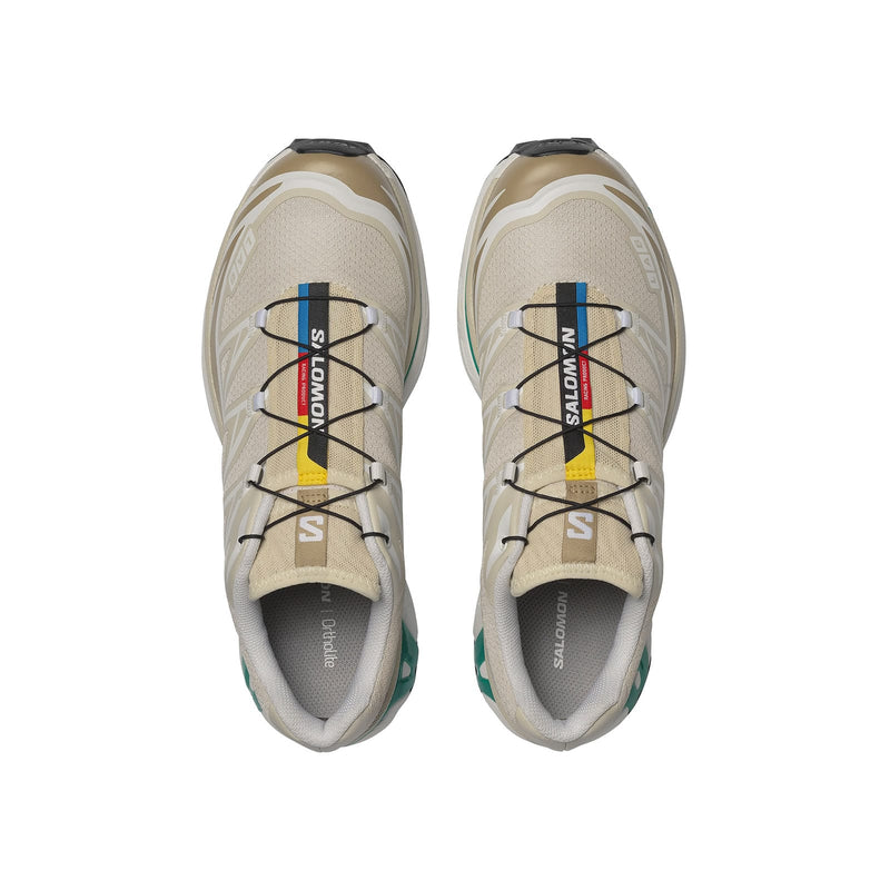 baskets salomon sneakers hommes XT-6 beige et turquoises vue du dessus