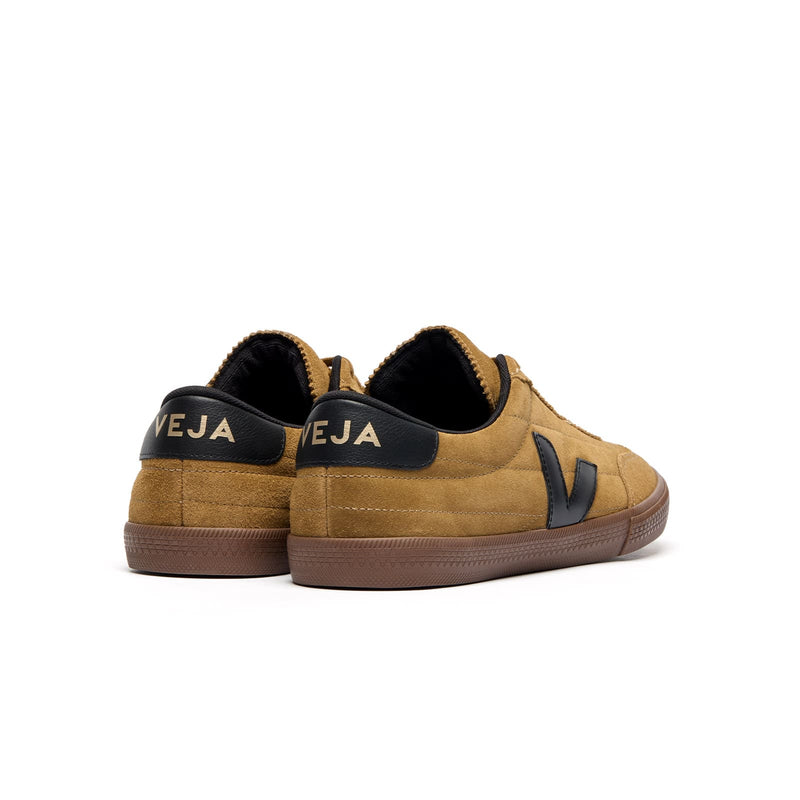 Back view of sustainable VEJA Panenka suede sneakers for unisex with heel logo