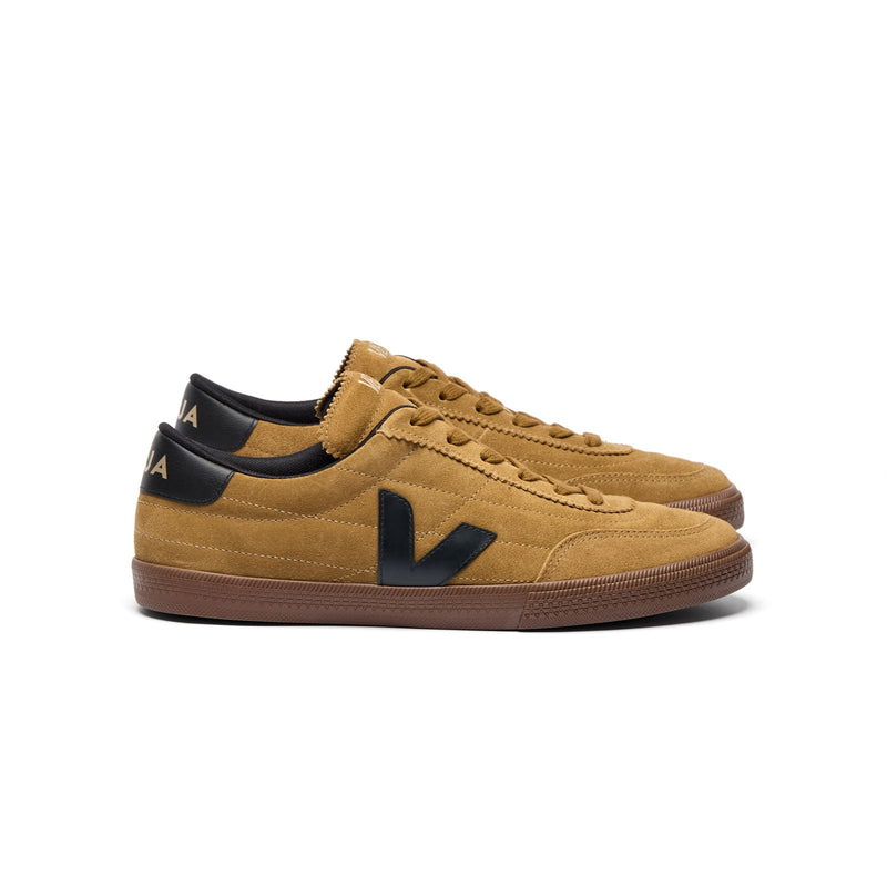 Side view of sustainable VEJA Panenka suede sneakers in tent bark color unisex