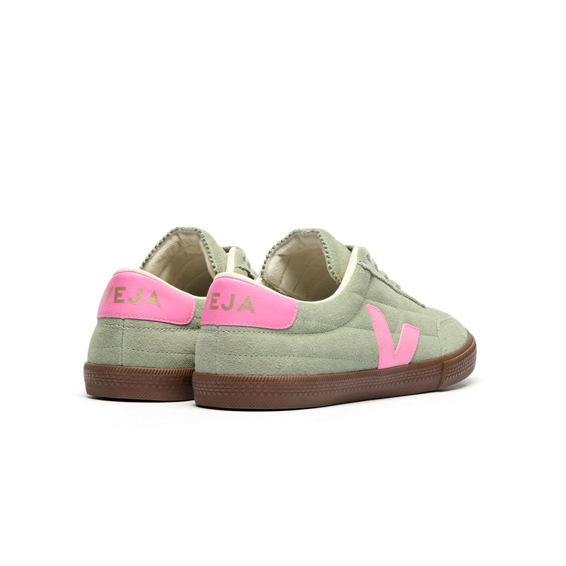Back view of sustainable VEJA Panenka suede sneakers for women with heel logo detail