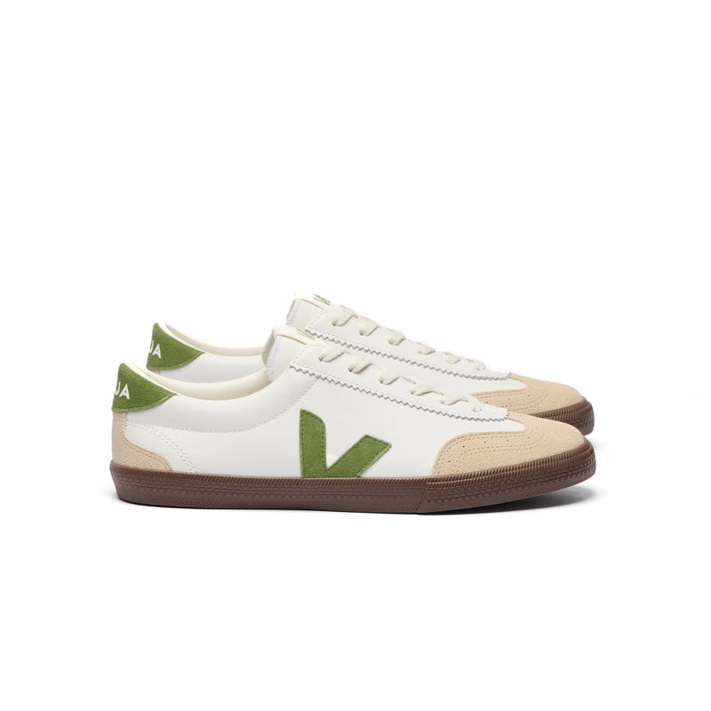 Women's Veja Volley O.T. Kiwi white sneaker – eco-friendly retro tennis silhouette side view