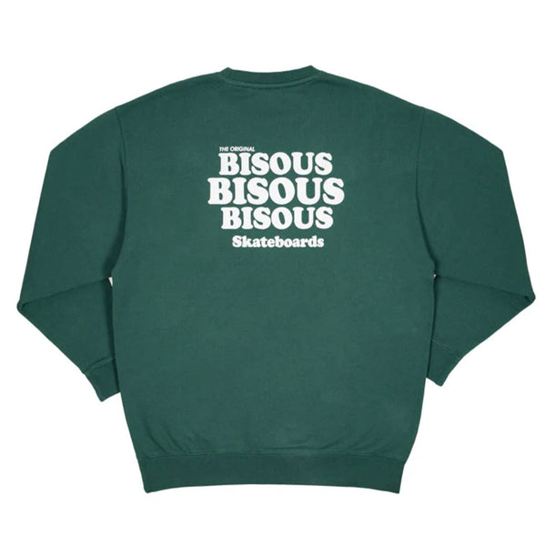 Sweat crewneck bisous skateboard vert forêt avec graphisme grease blanc a l'arrière - vue de dos 