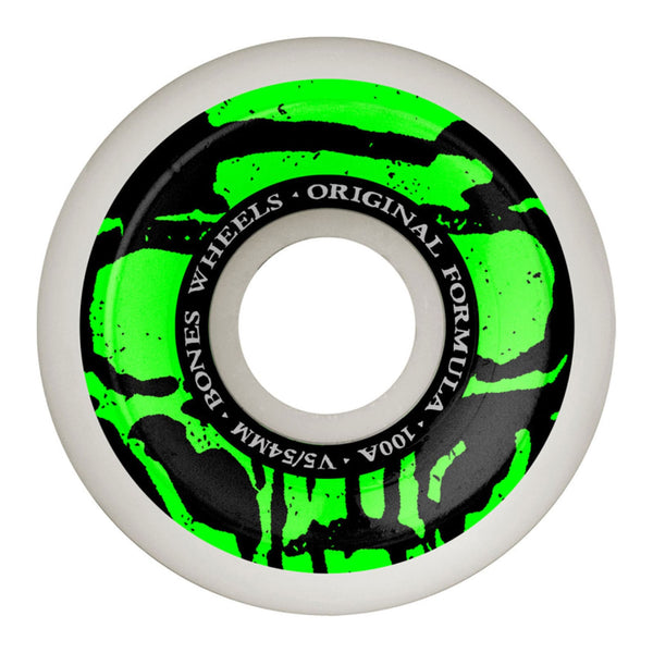Roues Bones Wheels Vert v5 100A 54mm vue de face 