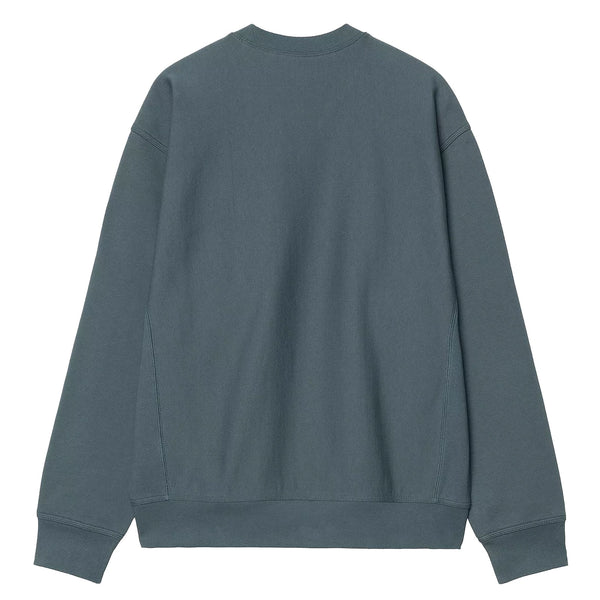 Sweat Carhartt script en bleu vu de dos