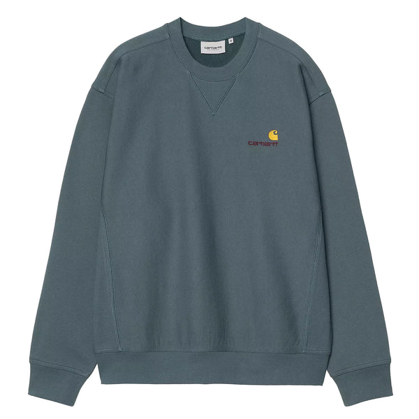Sweat Carhartt script en bleu vu de face