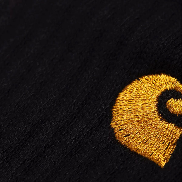Chaussettes Carhartt Chase noires et dorées vue de détail