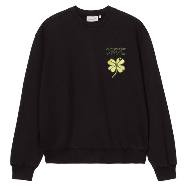 Crewneck Carhartt Noir Hommes Broderie Trèfle Vue de face 