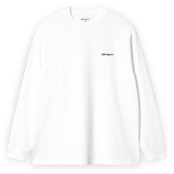 T-shirt a longue manche carhartt blanc broderie script carhartt noir vue de face