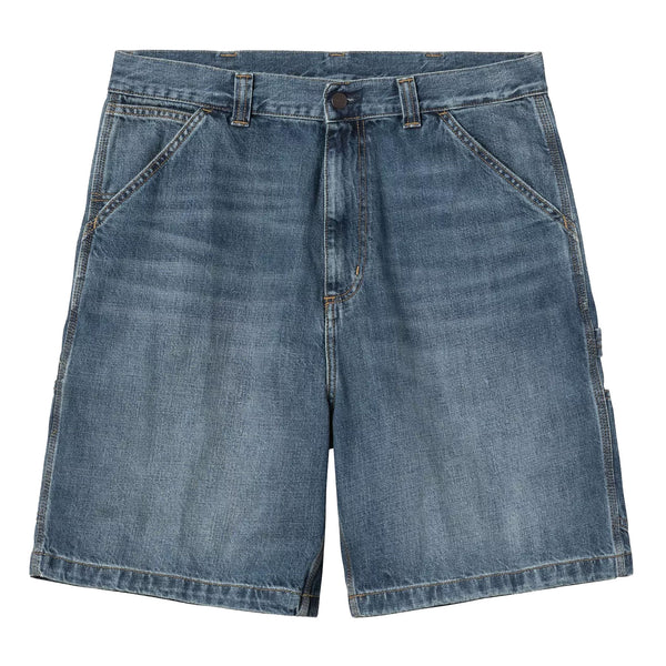 Short Carhartt Carpenter Blue Usé Homme vue de face 