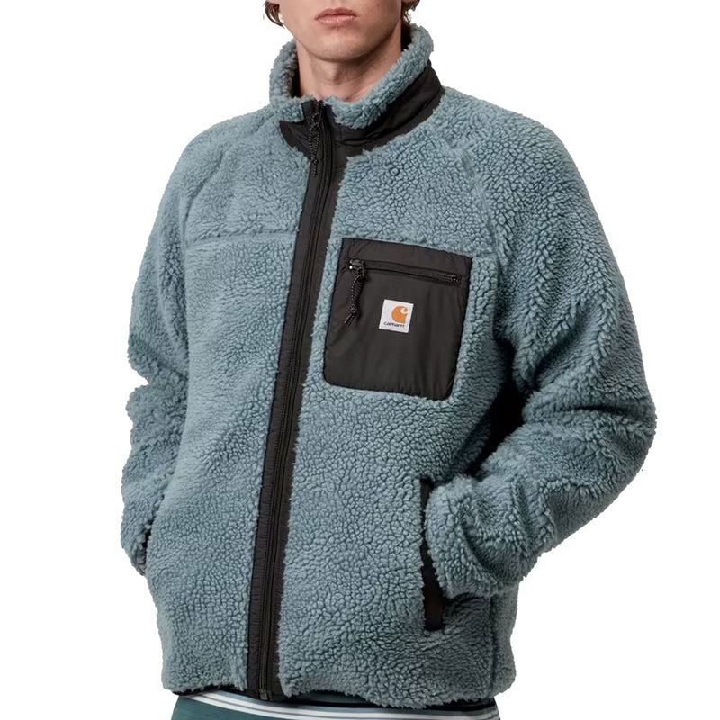 Veste Carhartt Polaire Bleu Unisexe vue de face ouverte mannequin 