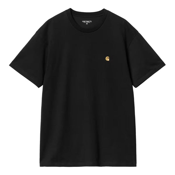 T-shirt Carhartt Noir Homme avec Broderie Gold a l'avant gauche - Vue de face