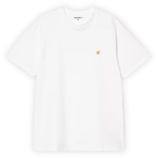 T-shirt carhartt blanc broderie chase gold vue de face 
