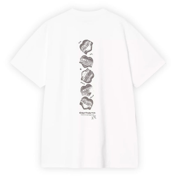 T-shirt carhartt blanc avec graphisme coeur garble dans le dos vue de dos 