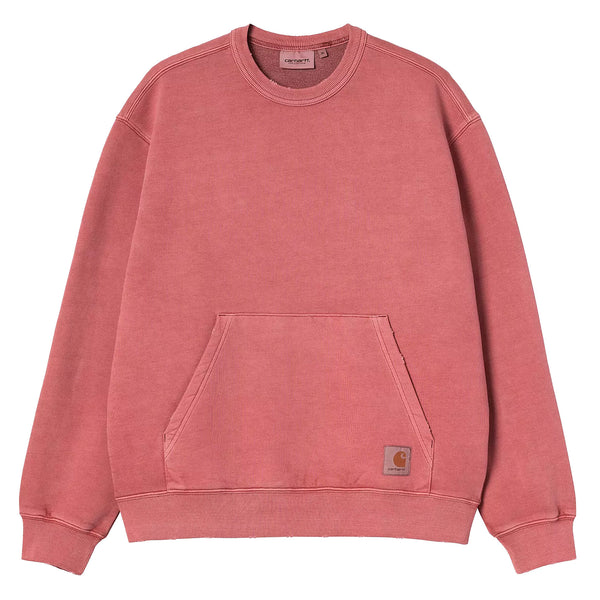 Crewneck Carhartt Rose Rouge Homme avec poche Kangourou - Vue de face 