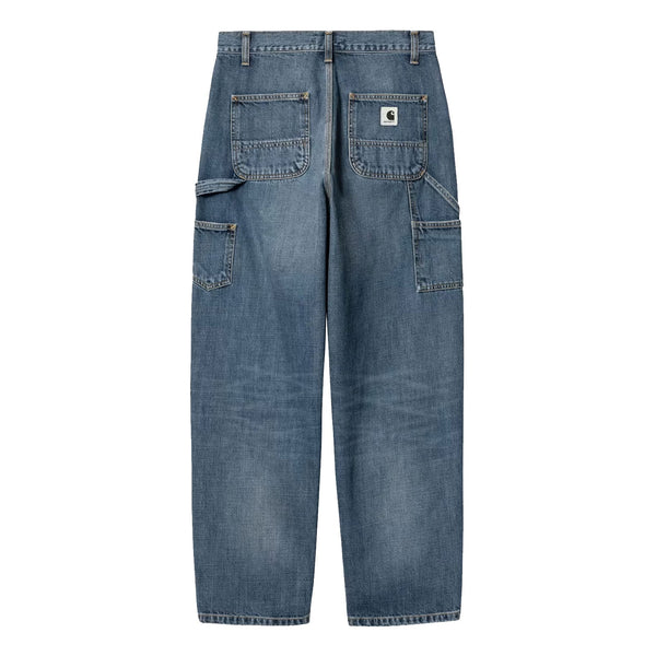 Pantalon baggy carpenter Jeans Carhartt bleu usé femme - Vue de Dos