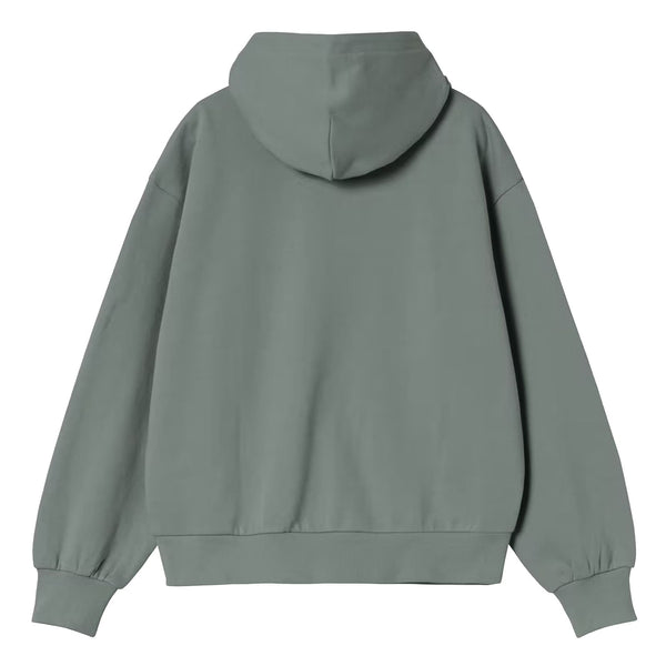 Pull a capuche Carhartt Vert Bleu Femme avec broderie logo blanc a l'avant gauche - Vue de dos 