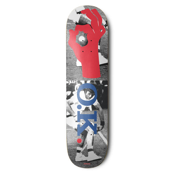 Planche de skate Cleaver skateboard noir graphisme willy football vue de face 