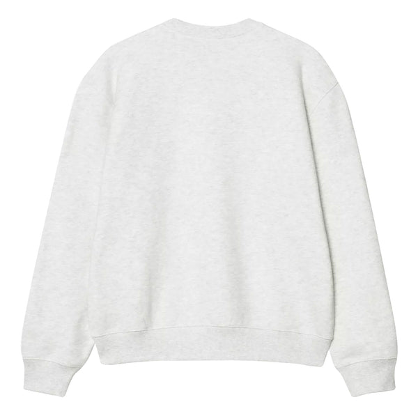 Sweat crewneck carhartt gris broderie trèfle carhartt sur le coté droit vue de dos