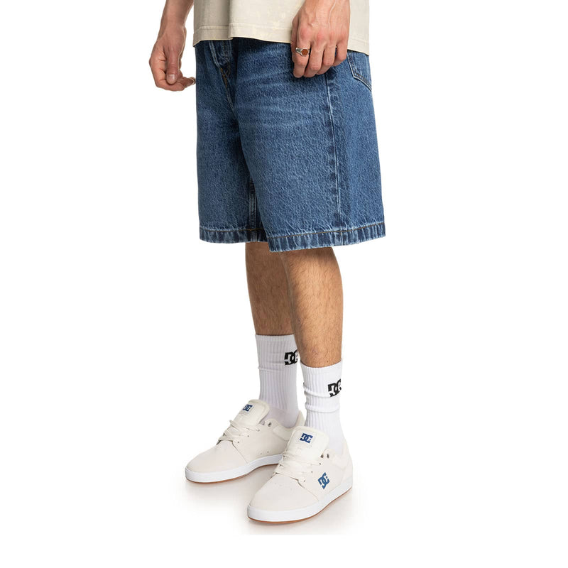 Short DC Shoes Homme Bleu Jeans Vue de coté mannequin