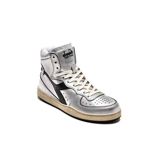 Diadora Heritage - MI Basket Silver Used - Silver Metallized / Black / argent femmes 