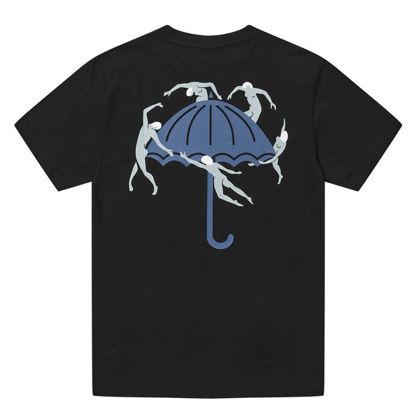 T-shirt Hélas noir homme graphisme danse parapluie bleu dans le dos - vue de dos 