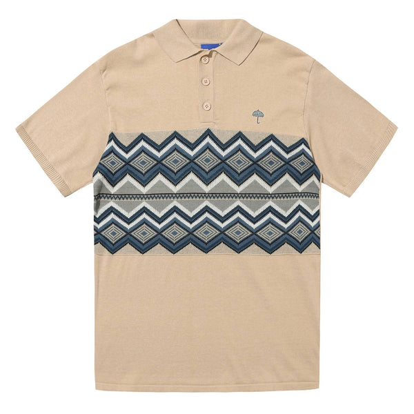 Polo courte manche Hélas beige homme - Vue de face